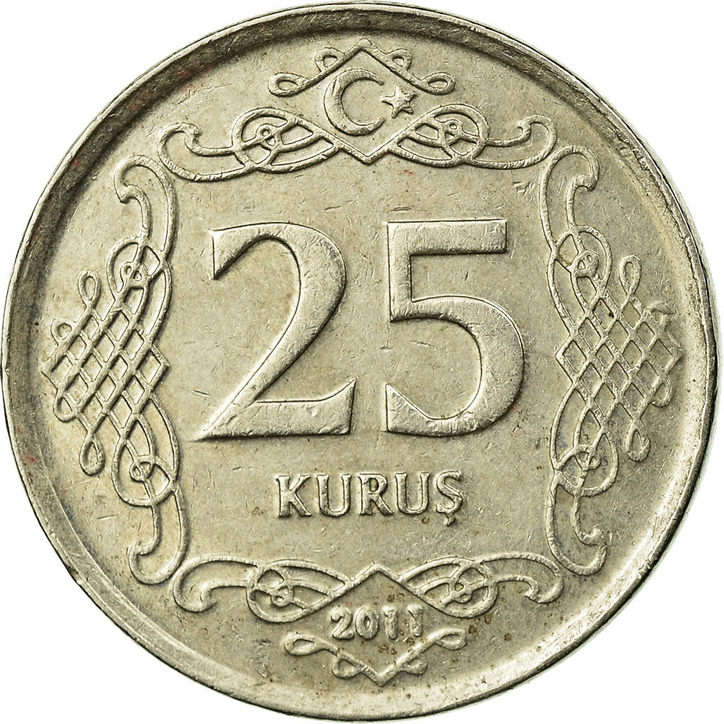 Münze, Türkei, 25 Kurus, 2011, SS, Copper-nickel, KM:1242