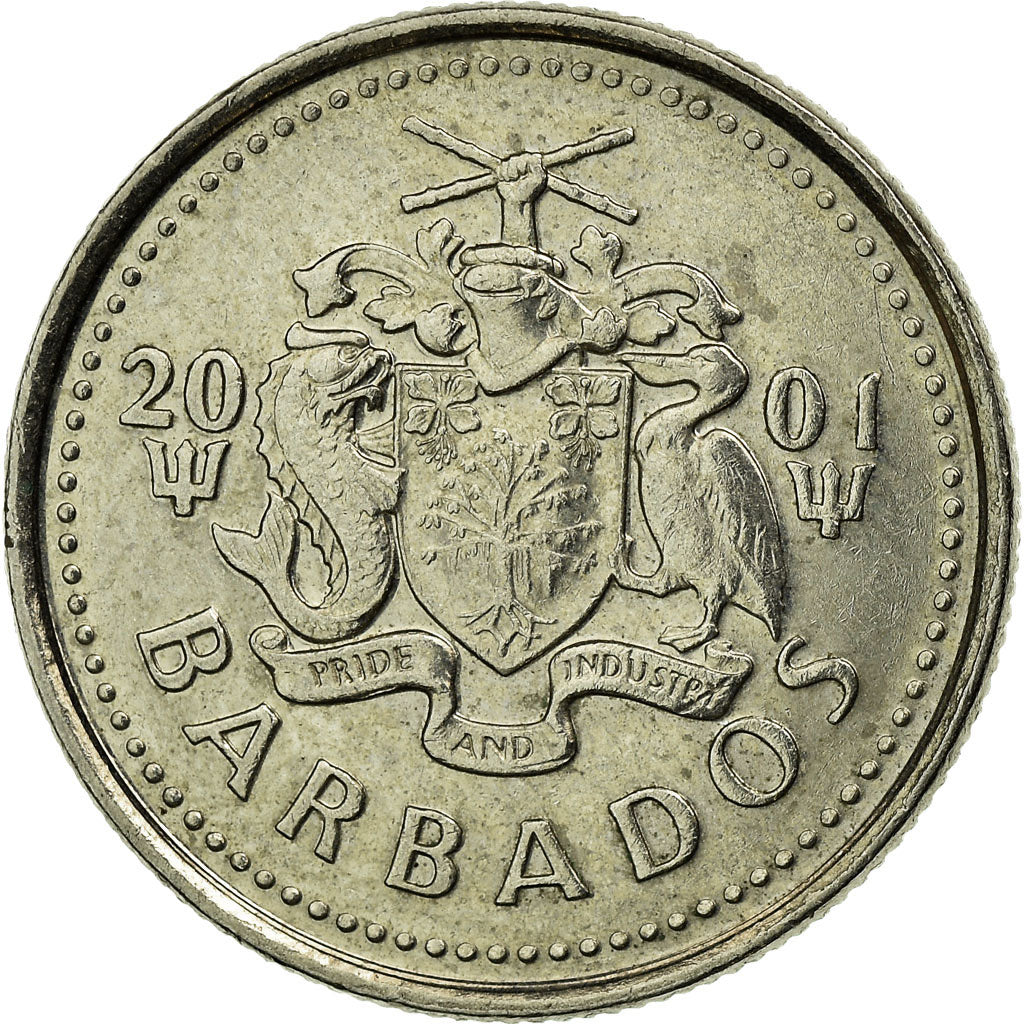 Moneta, Barbados, 10 Cents, 2001, Franklin Mint, BB, Rame-nichel, KM:12