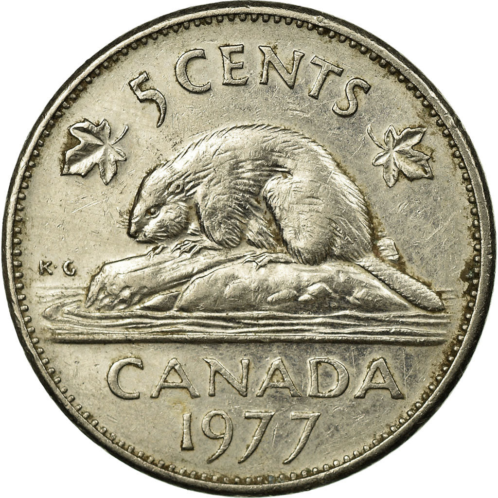 Coin, Canada, Elizabeth II, 5 Cents, 1977, Royal Canadian Mint, Ottawa