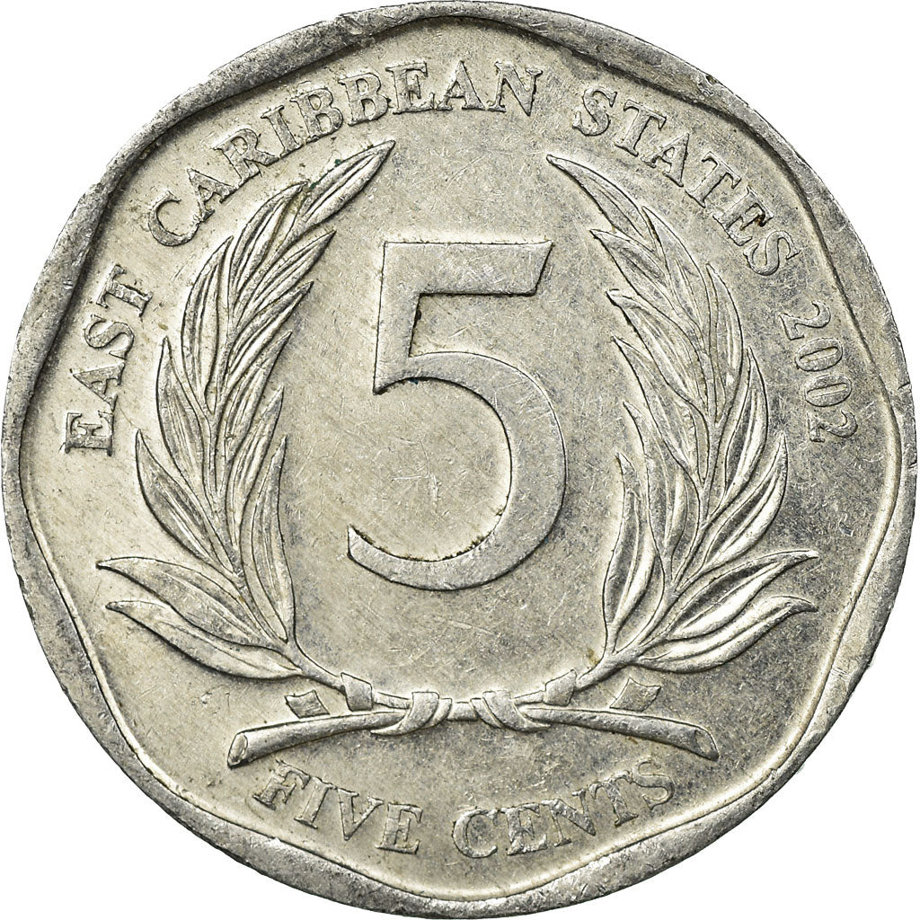 Monnaie, Etats des caraibes orientales, Elizabeth II, 5 Cents, 2002, British