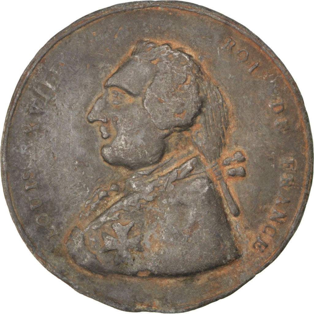 France, Medal, Louis XVIII, Politics, Society, War, VF(30-35), Tin