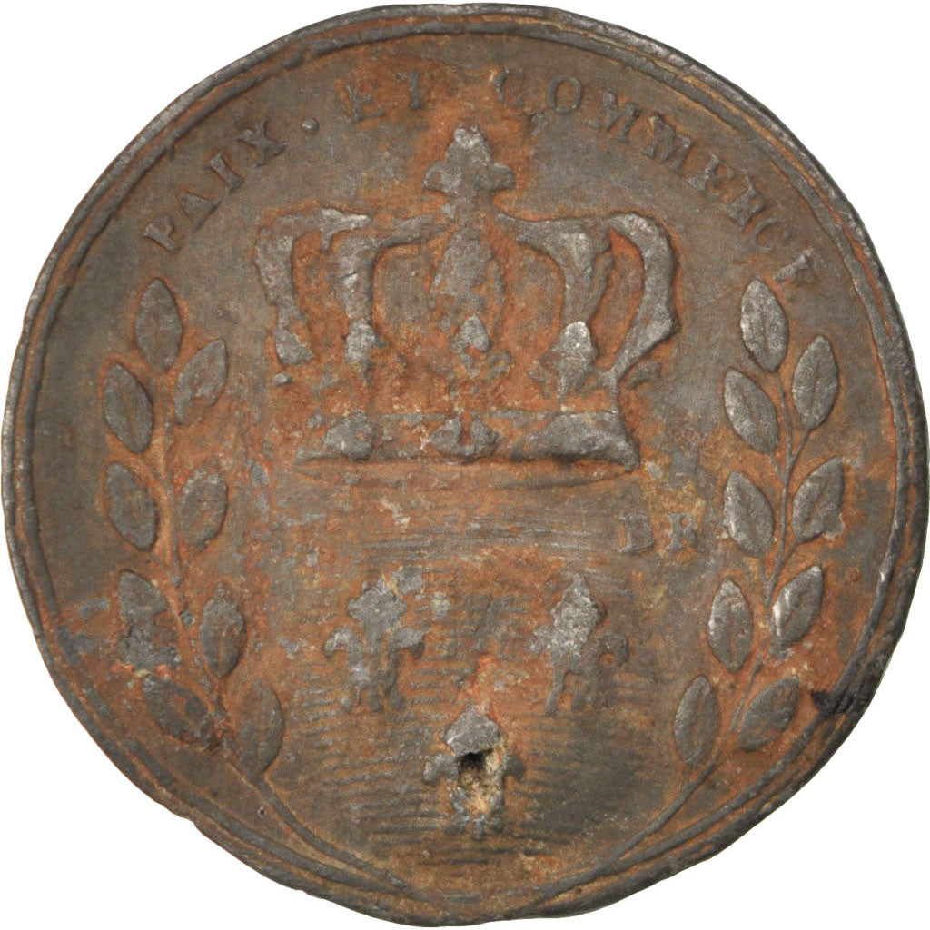 France, Medal, Louis XVIII, Politics, Society, War, VF(30-35), Tin