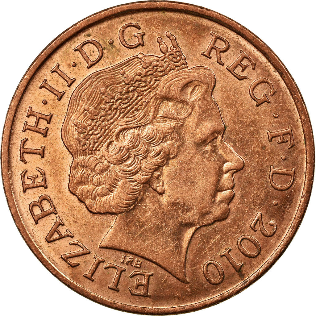 Coin, Great Britain, Elizabeth II, 2 Pence, 2010, EF(40-45), Copper Plated