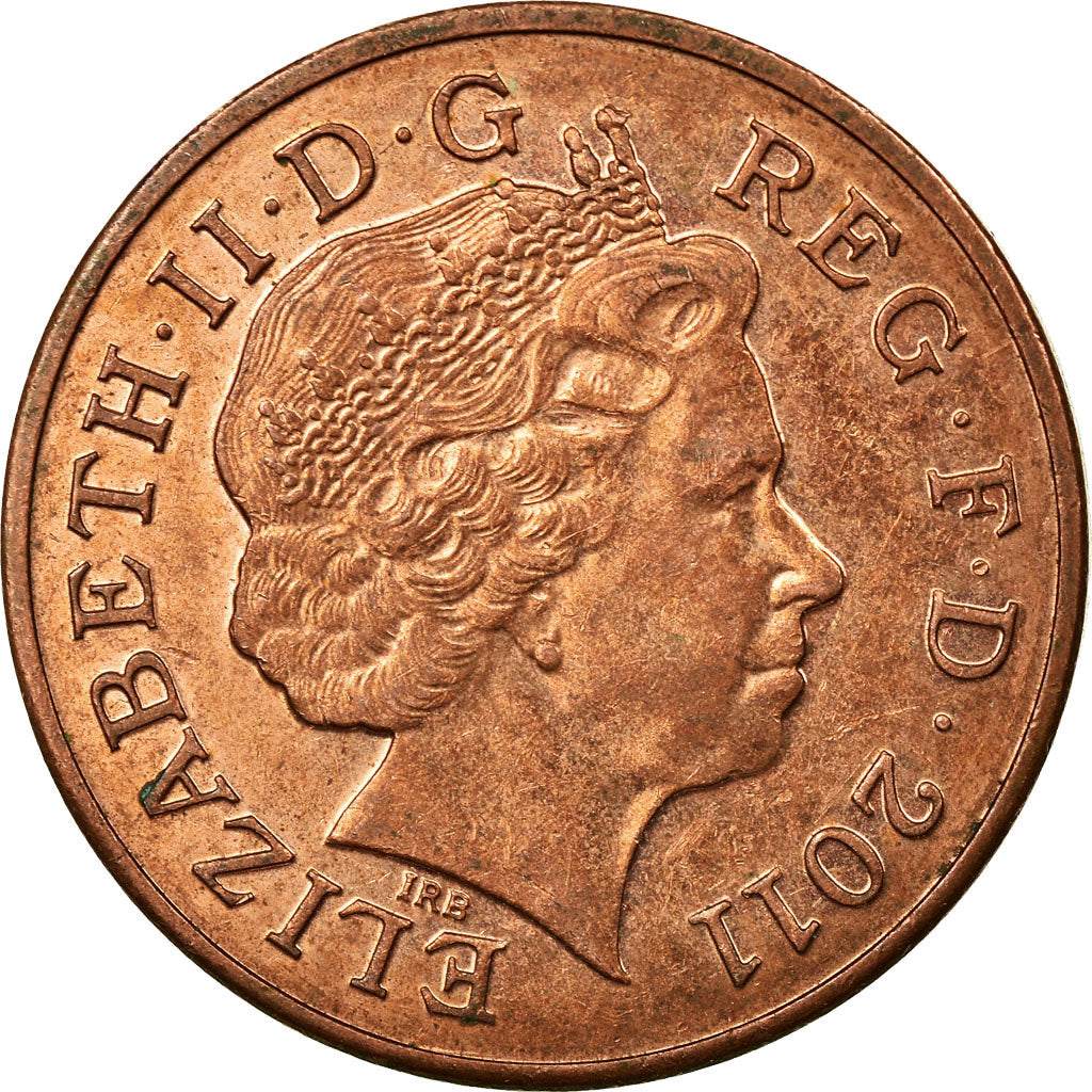 Coin, Great Britain, Elizabeth II, 2 Pence, 2011, EF(40-45), Copper Plated