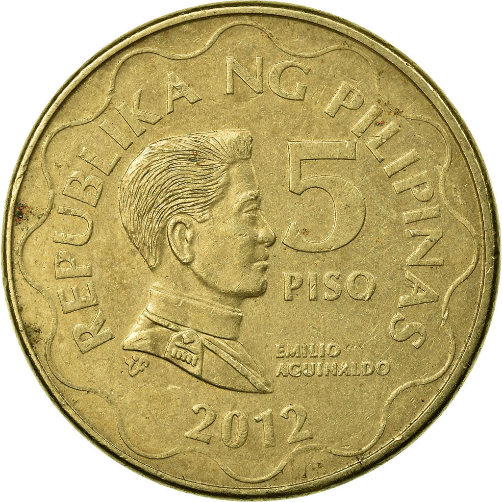Moneta, Filippine, 5 Piso, 2012, MB+, Nichel-ottone, KM:272