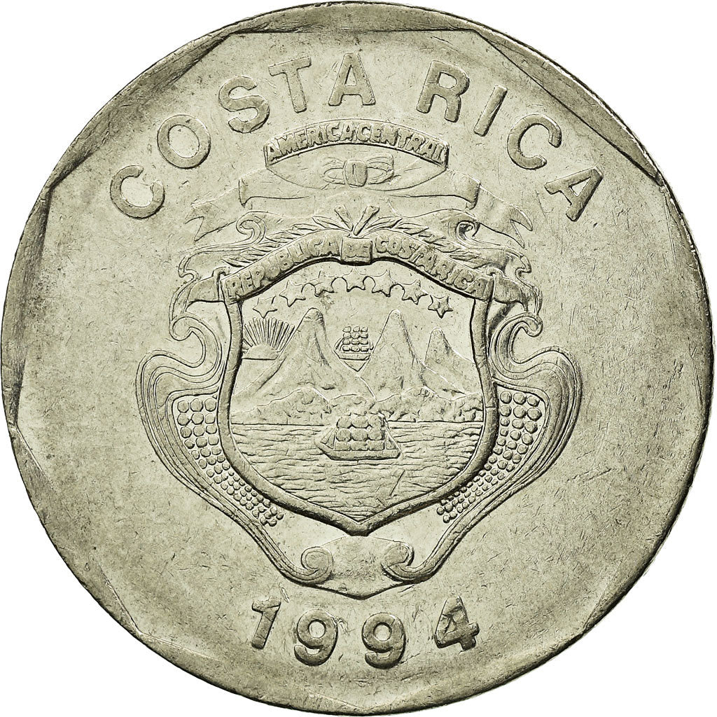 Moneda, Costa Rica, 20 Colones, 1994, MBC, Níquel chapado en acero inoxidable