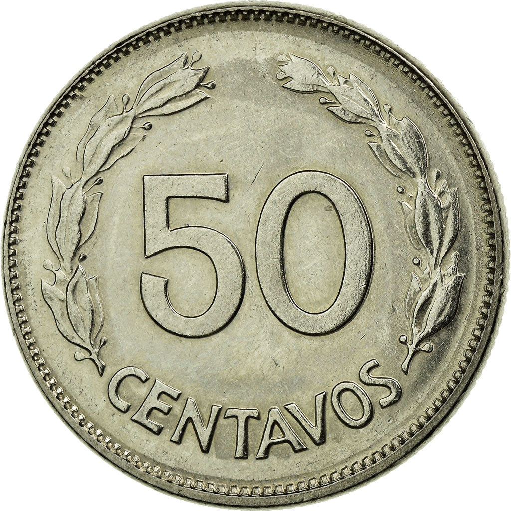 Coin, Ecuador, 50 Centavos, Cincuenta, 1985, EF(40-45), Nickel Clad Steel, KM:87