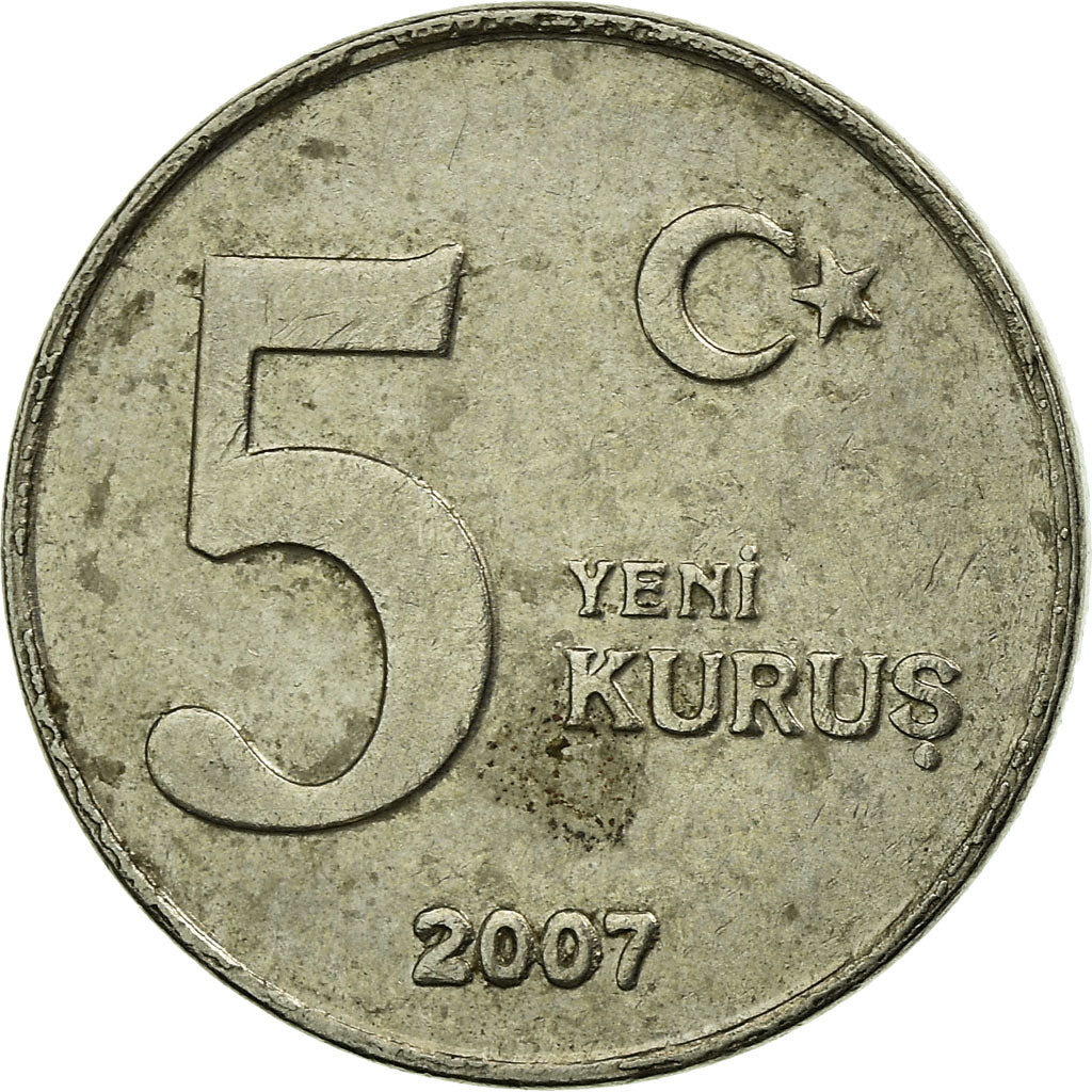 Moneta, Turchia, 5 New Kurus, 2007, Istanbul, BB, Rame-nichel-zinco, KM:1165