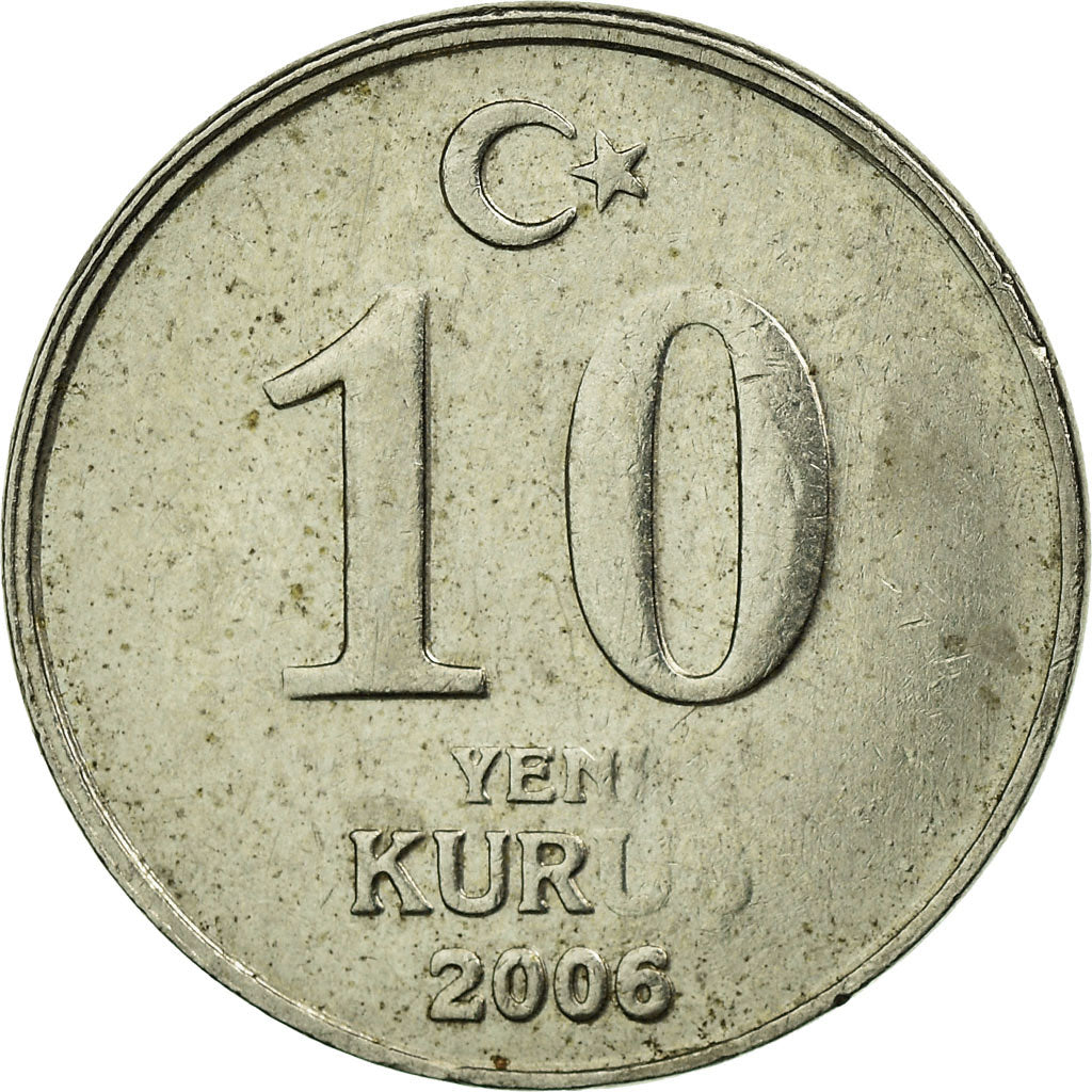 Coin, Turkey, 10 New Kurus, 2006, Istanbul, EF(40-45), Copper-Nickel-Zinc