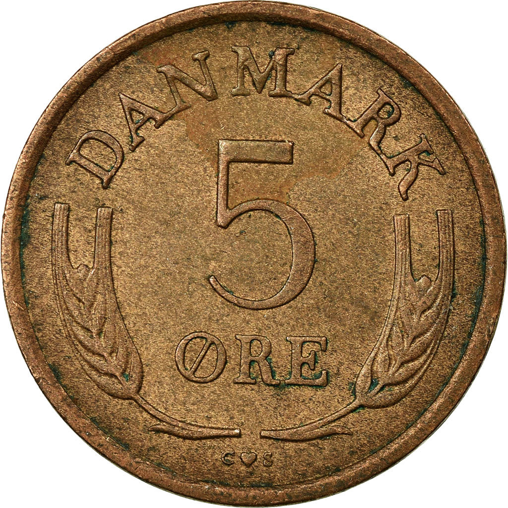 Coin, Denmark, Frederik IX, 5 Öre, 1965, Copenhagen, VF(30-35), Bronze
