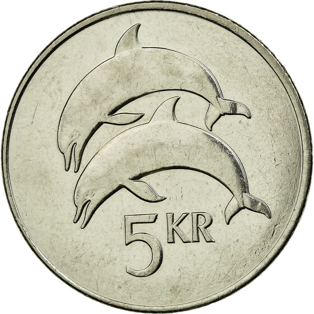 Coin, Iceland, 5 Kronur, 2008, AU(55-58), Nickel plated steel, KM:28a