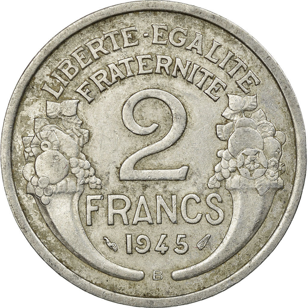 Coin, France, Morlon, 2 Francs, 1945, Beaumont - Le Roger, EF(40-45), Aluminum