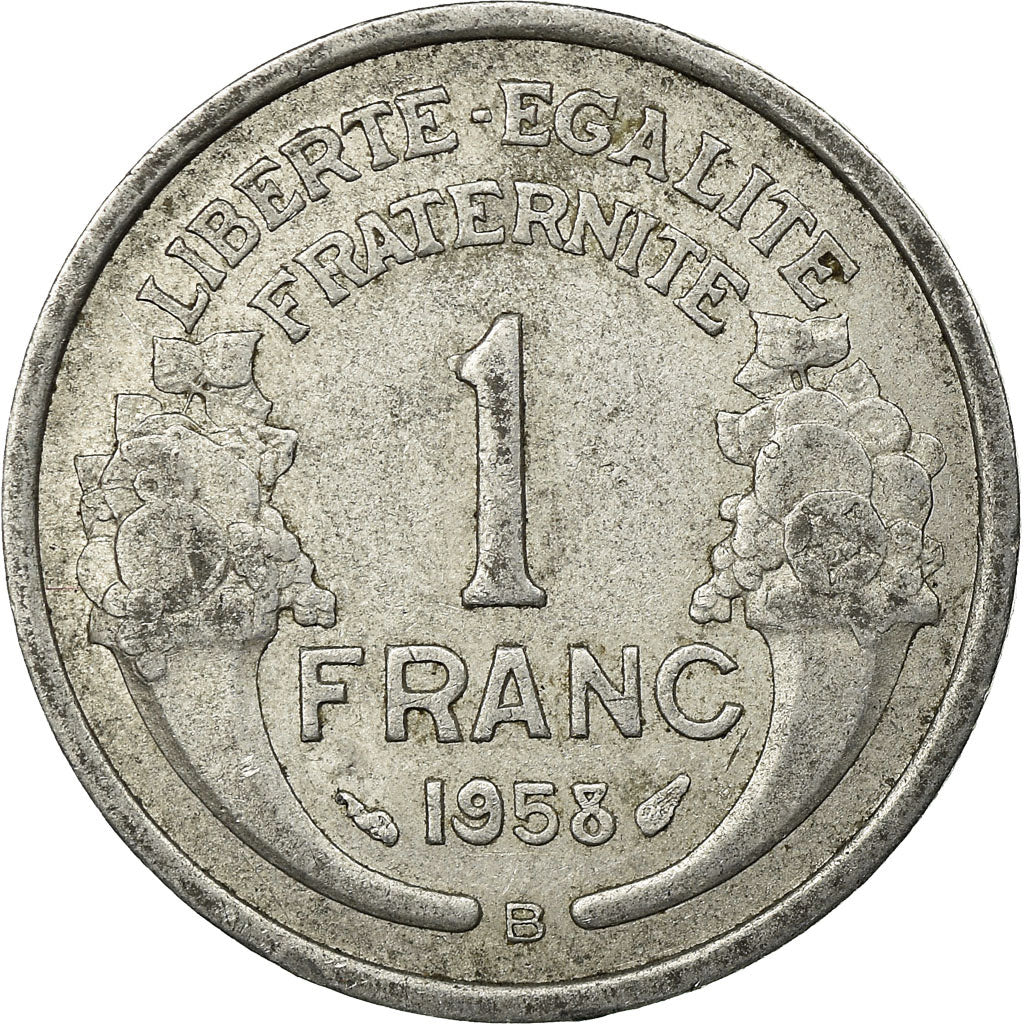 Moneta, Francia, Morlon, Franc, 1958, Beaumont - Le Roger, MB+, Alluminio