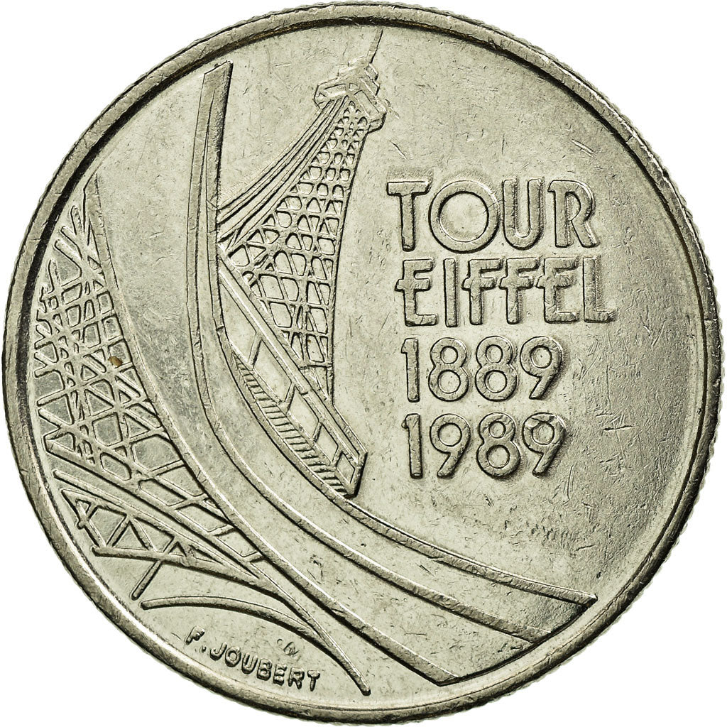 Moneda, Francia, Tour Eiffel, 5 Francs, 1989, Paris, MBC, Níquel, KM:968