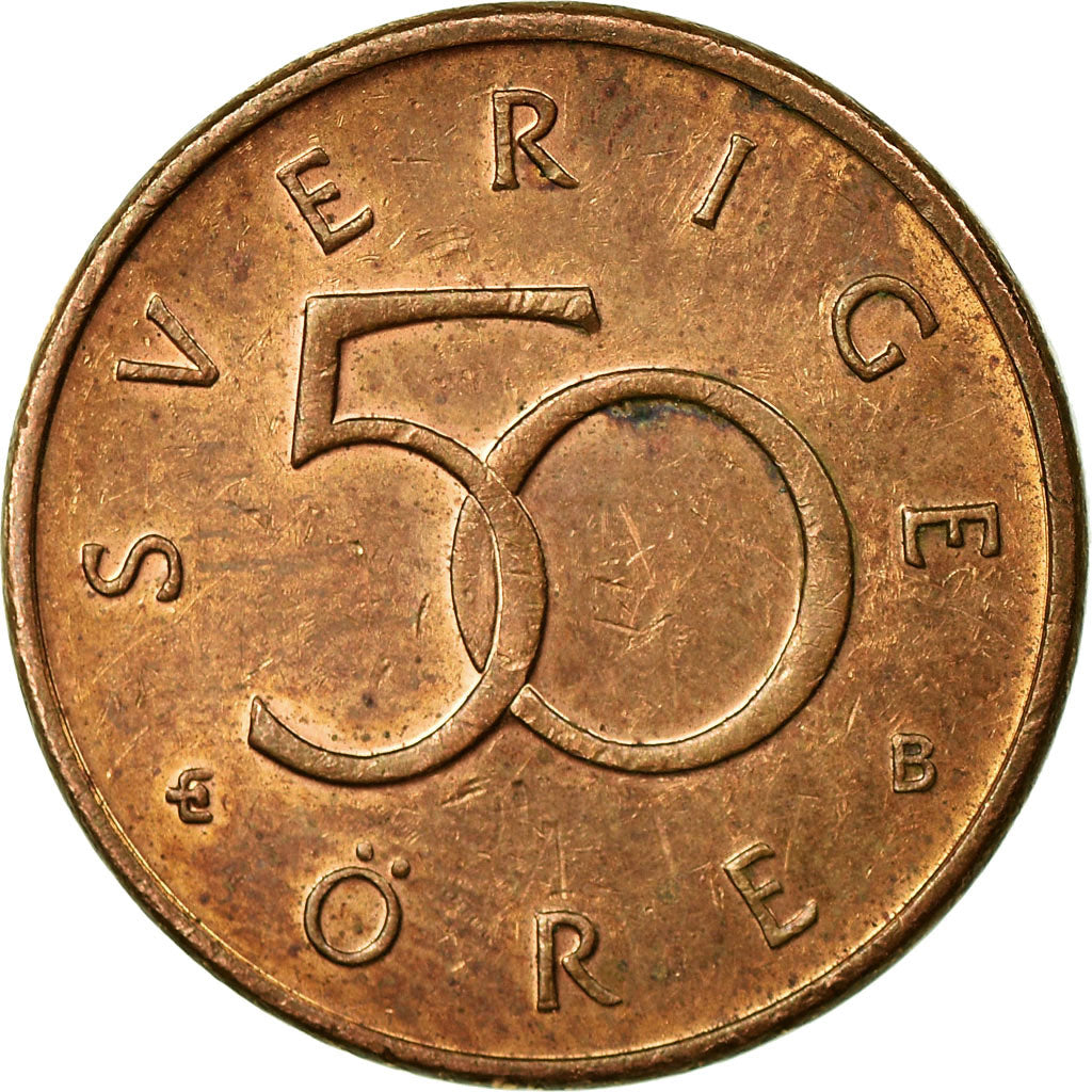 Moneta, Svezia, Carl XVI Gustaf, 50 Öre, 1999, MB+, Bronzo, KM:878