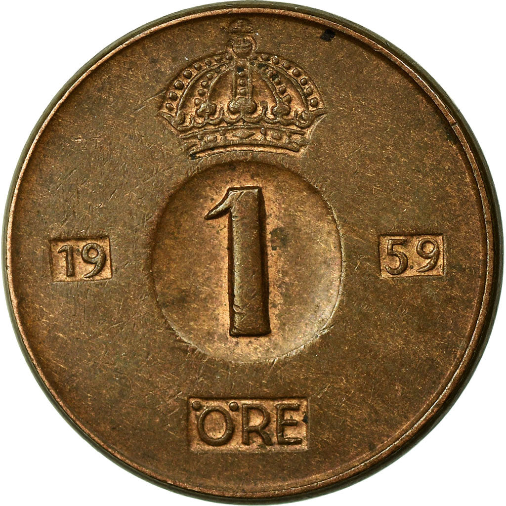 Coin, Sweden, Gustaf VI, Ore, 1959, EF(40-45), Bronze, KM:820