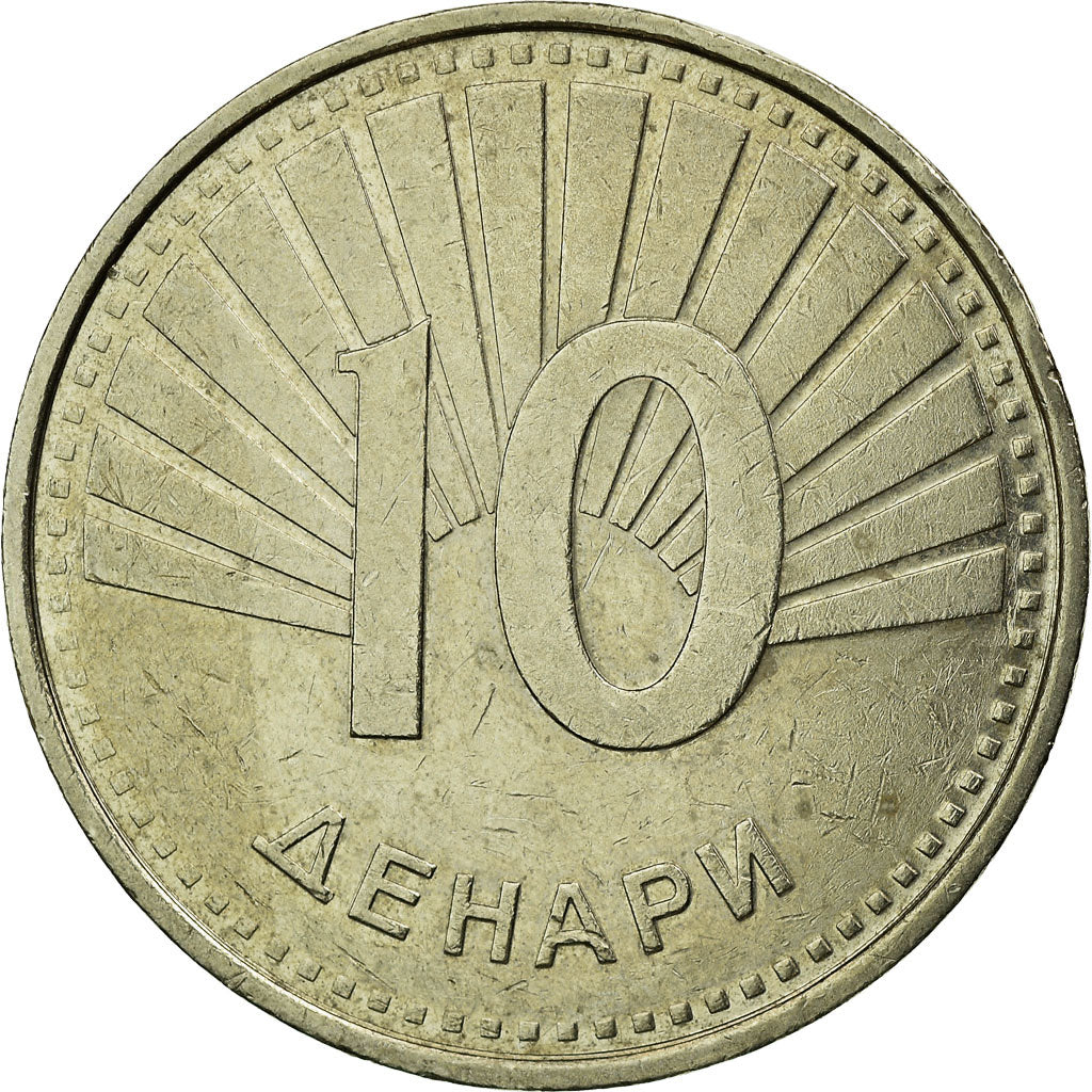 Coin, Macedonia, 10 Denari, 2008, EF(40-45), Copper-Nickel-Zinc, KM:31