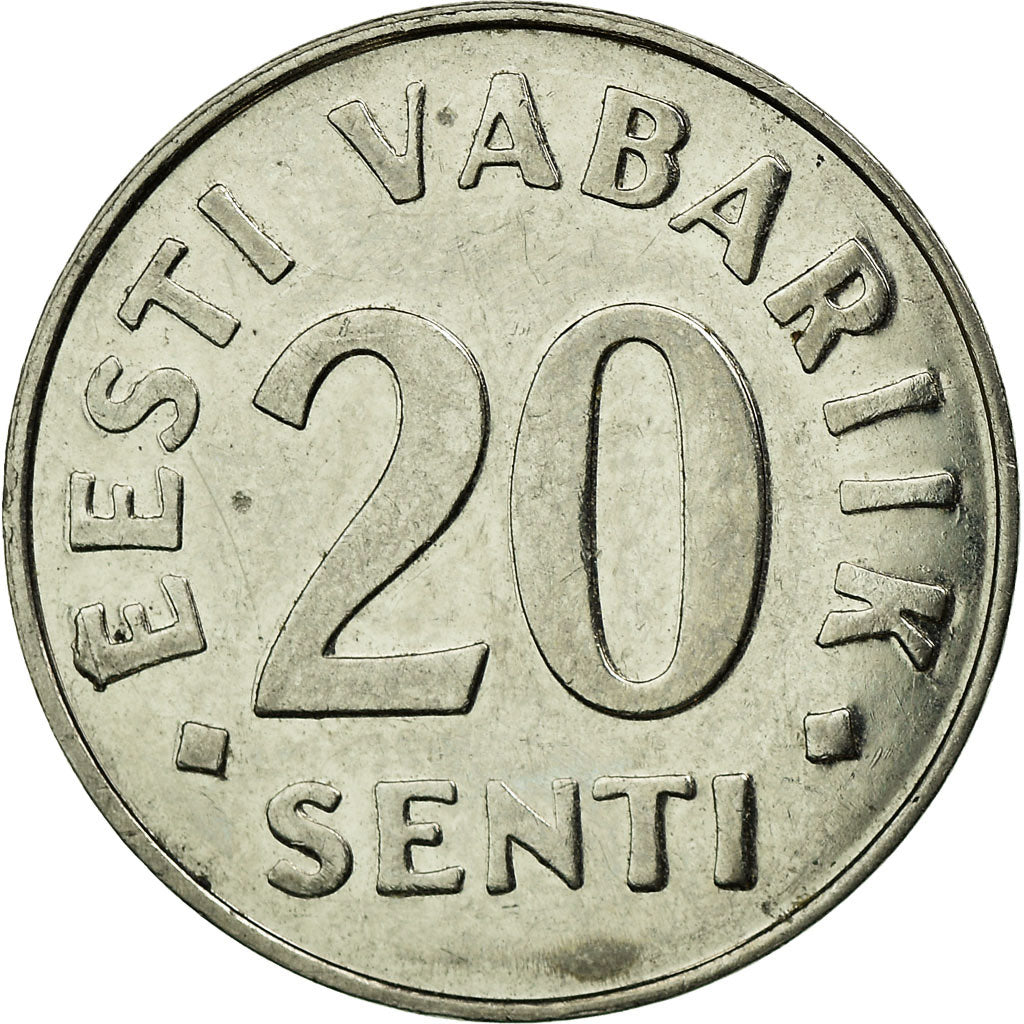 Monnaie, Estonia, 20 Senti, 1999, no mint, TTB, Nickel plated steel, KM:23a