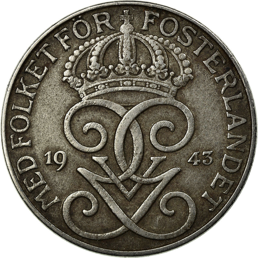 Coin, Sweden, Gustaf V, 5 Öre, 1943, VF(30-35), Iron, KM:812