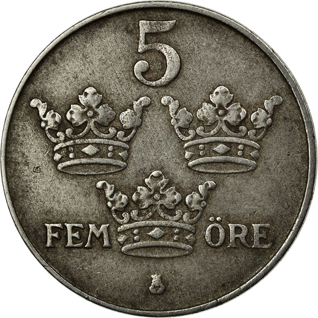 Coin, Sweden, Gustaf V, 5 Öre, 1943, VF(30-35), Iron, KM:812