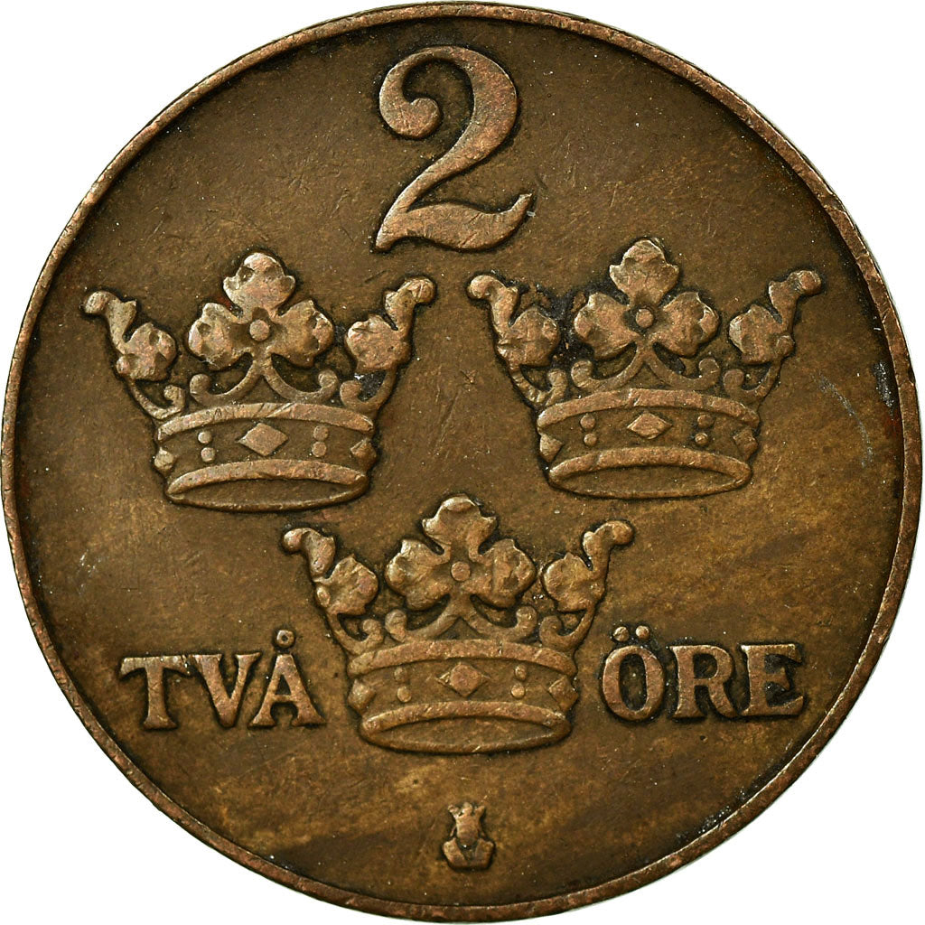 Coin, Sweden, Gustaf V, 2 Öre, 1924, EF(40-45), Bronze, KM:778
