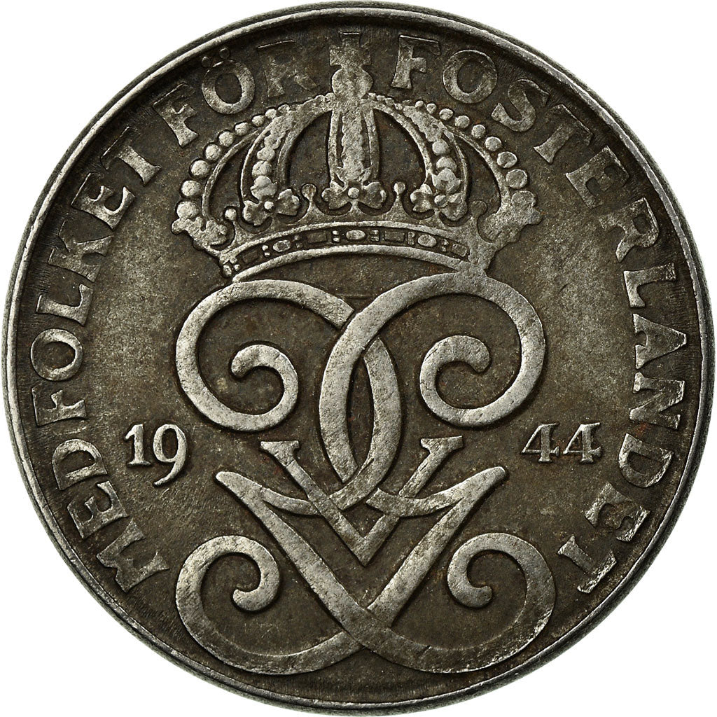 Moneta, Svezia, Gustaf V, 2 Öre, 1944, MB+, Ferro, KM:811