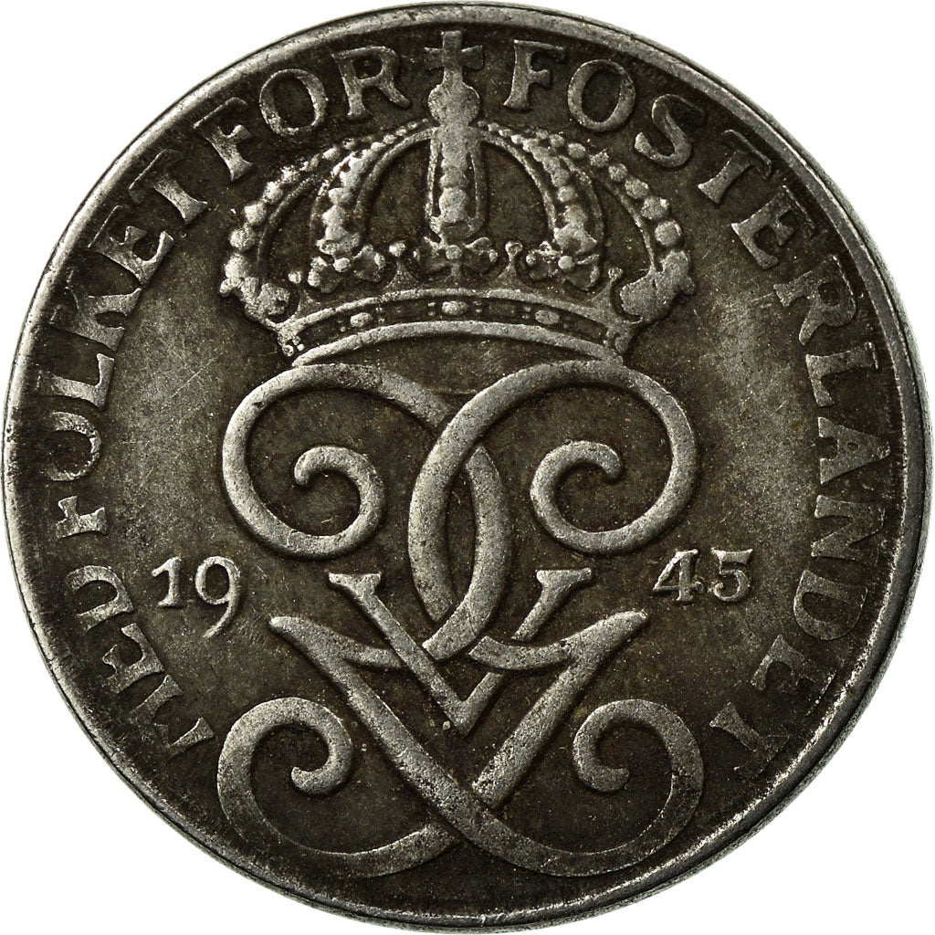 Moneta, Svezia, Gustaf V, Ore, 1945, MB+, Ferro, KM:810
