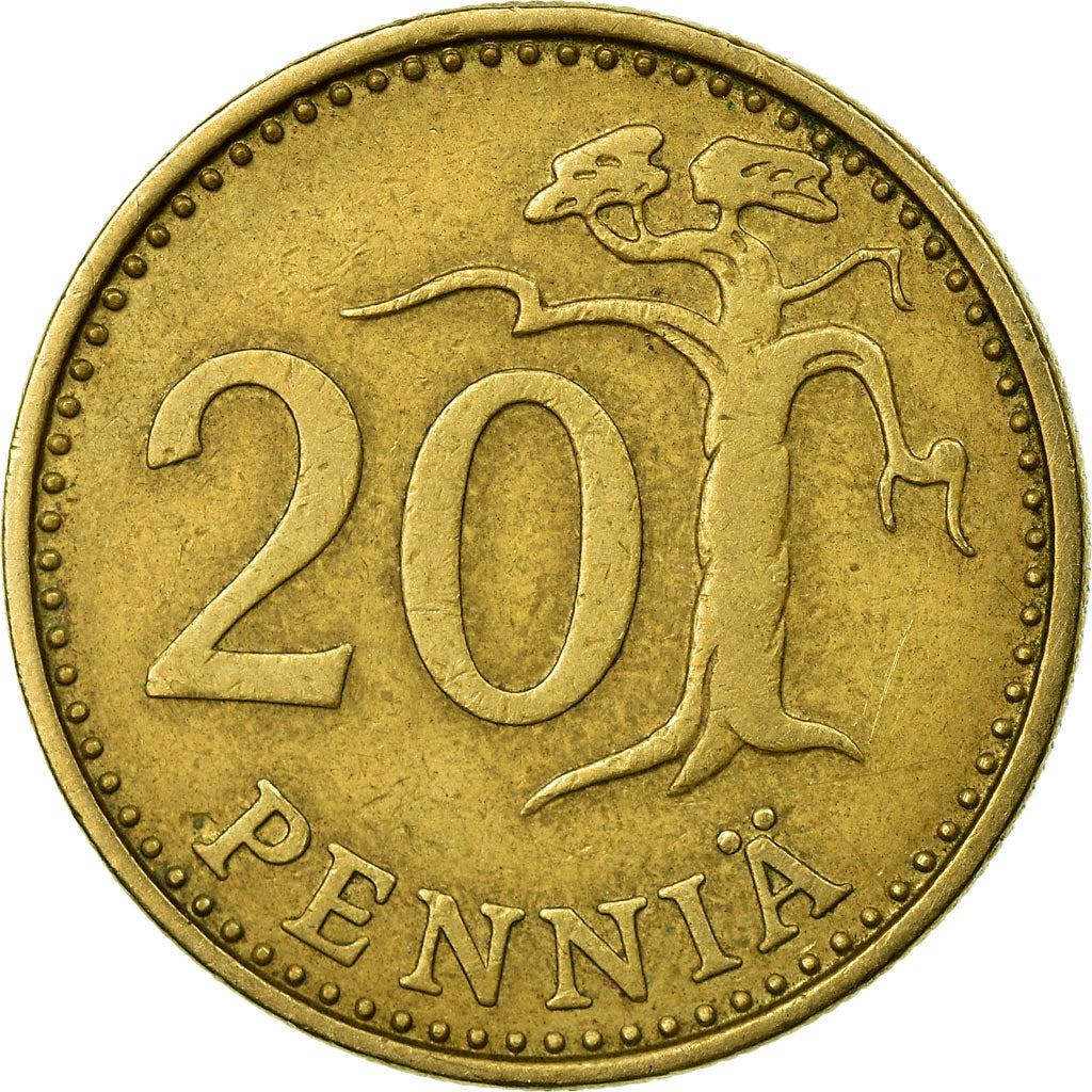 Coin, Finland, 20 Pennia, 1965, EF(40-45), Aluminum-Bronze, KM:47