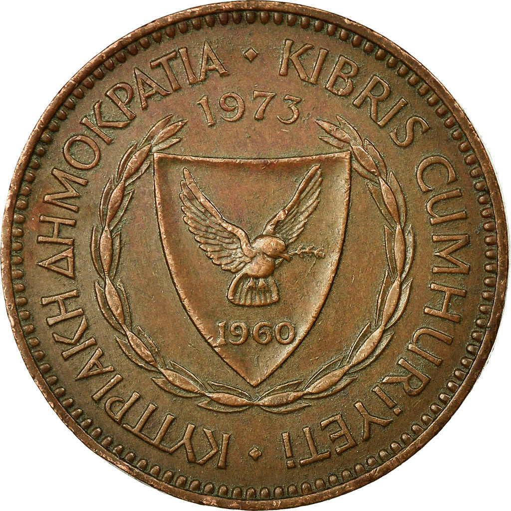 Coin, Cyprus, 5 Mils, 1973, EF(40-45), Bronze, KM:39