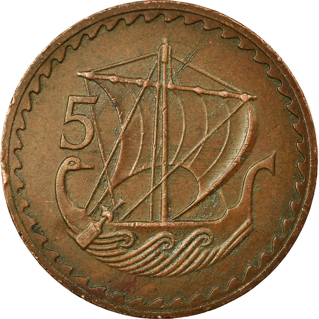 Coin, Cyprus, 5 Mils, 1973, EF(40-45), Bronze, KM:39