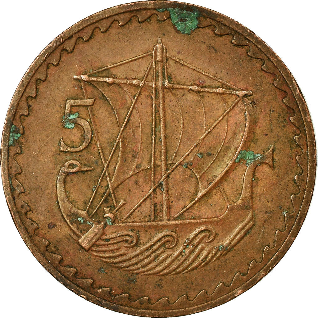 Munten, Cyprus, 5 Mils, 1980, FR, Bronze, KM:39
