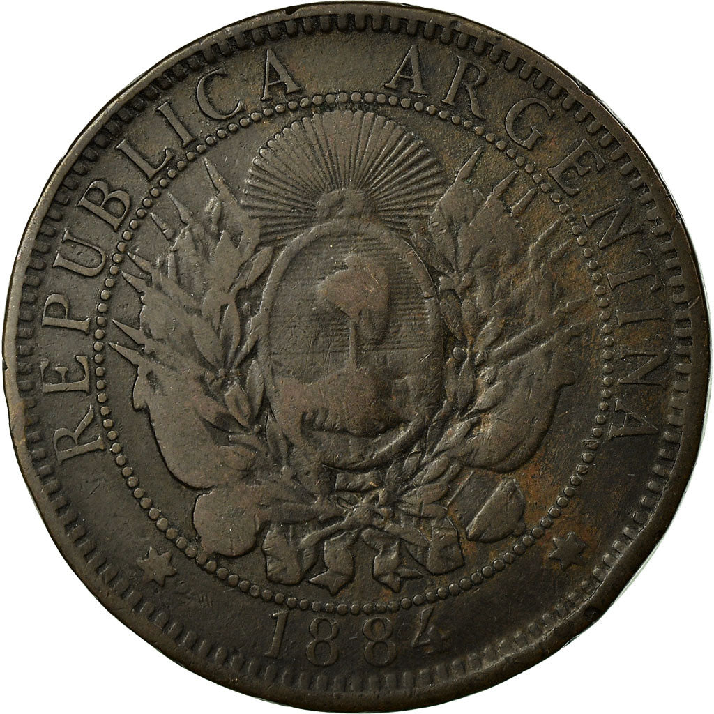 Moneta, Argentina, 2 Centavos, 1884, BB, Bronzo, KM:33