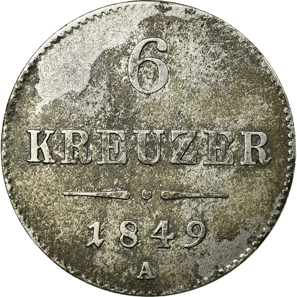 Coin, Austria, Franz Joseph I, 6 Kreuzer, 1849, VF(20-25), Silver, KM:2200