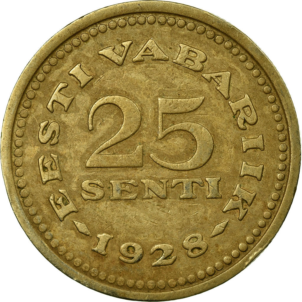Coin, Estonia, 25 Senti, 1928, EF(40-45), Nickel-Bronze, KM:9