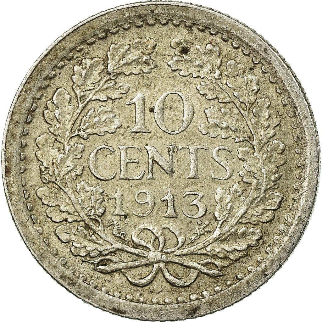 Coin, Netherlands, Wilhelmina I, 10 Cents, 1913, EF(40-45), Silver, KM:145