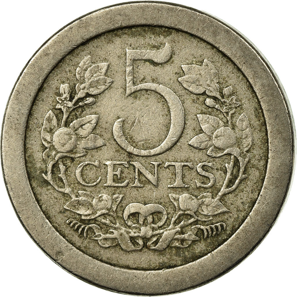 Coin, Netherlands, Wilhelmina I, 5 Cents, 1908, VF(30-35), Copper-nickel, KM:137