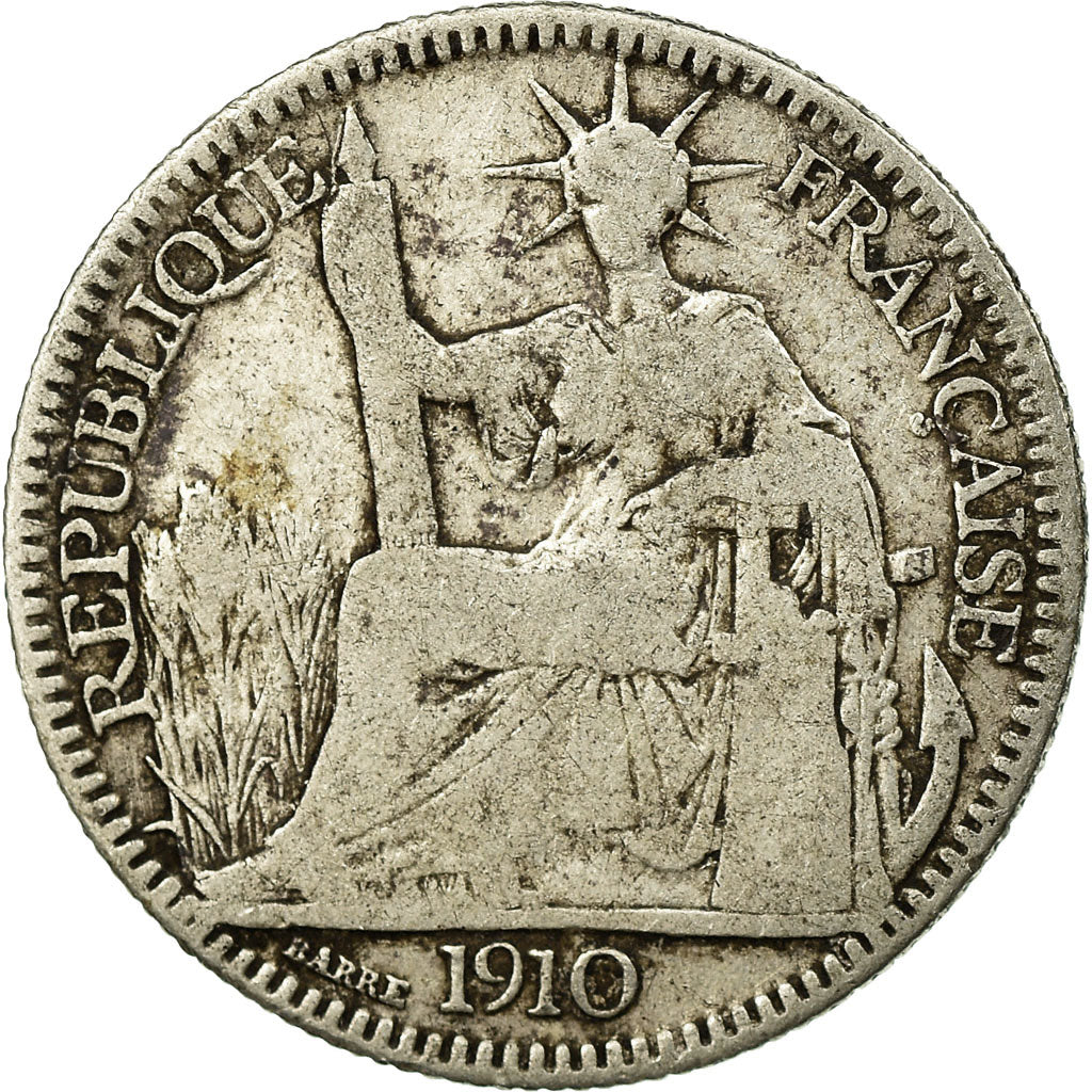 Monnaie, FRENCH INDO-CHINA, 10 Cents, 1910, Paris, TB+, Argent, KM:9