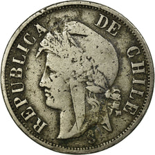 Coin, Chile, 2 Centavos, 1876, Santiago, VF(30-35), Copper-nickel, KM:147