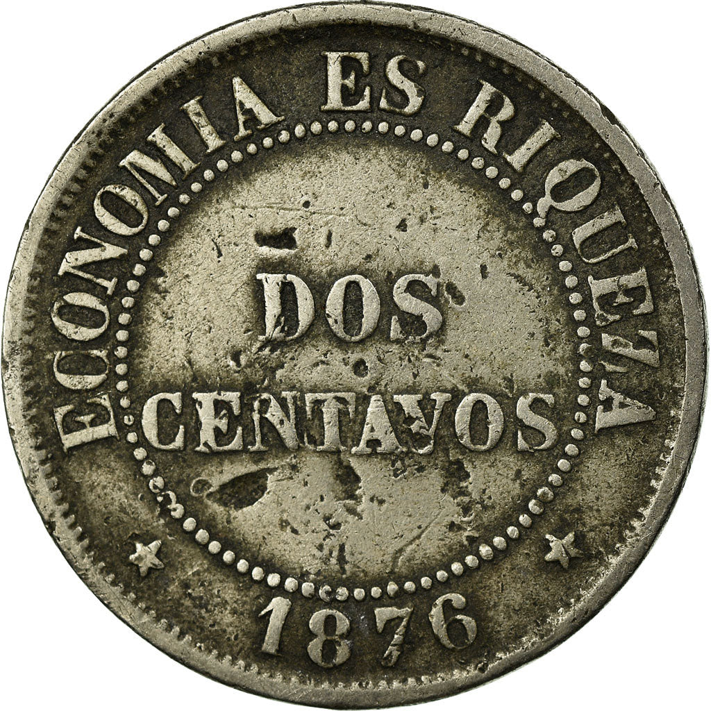 Coin, Chile, 2 Centavos, 1876, Santiago, VF(30-35), Copper-nickel, KM:147