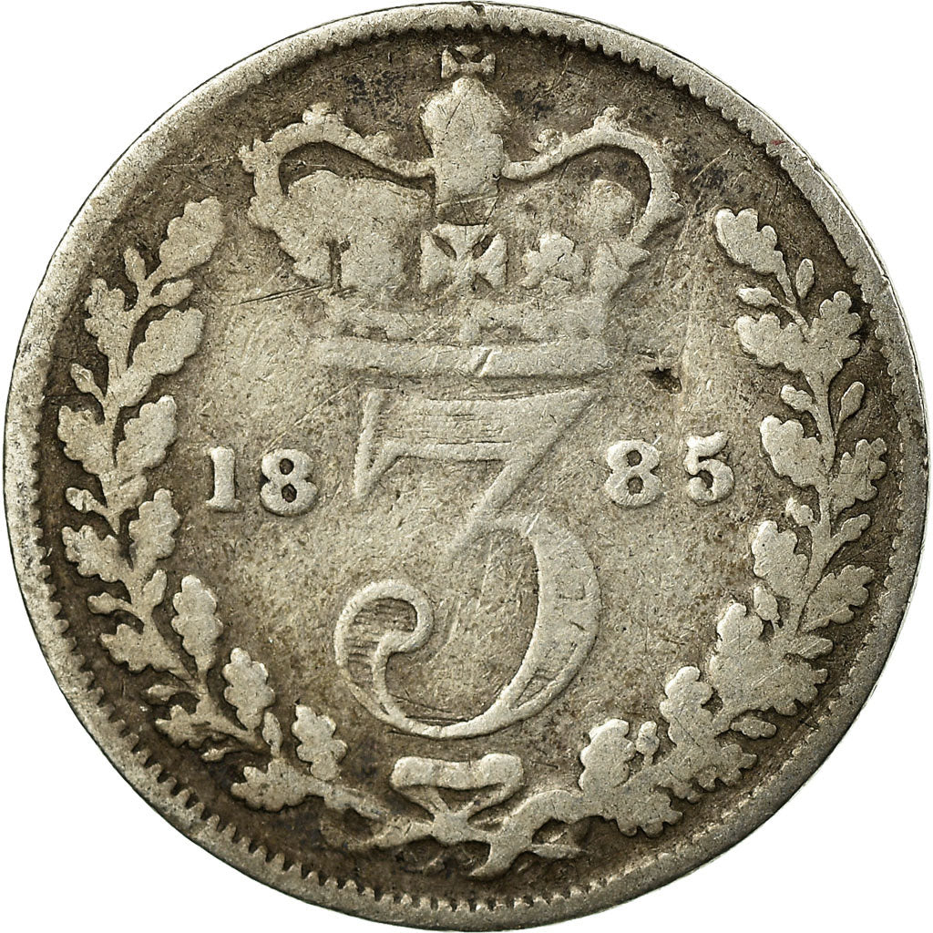 Coin, Great Britain, Victoria, 3 Pence, 1885, VF(30-35), Silver, KM:730