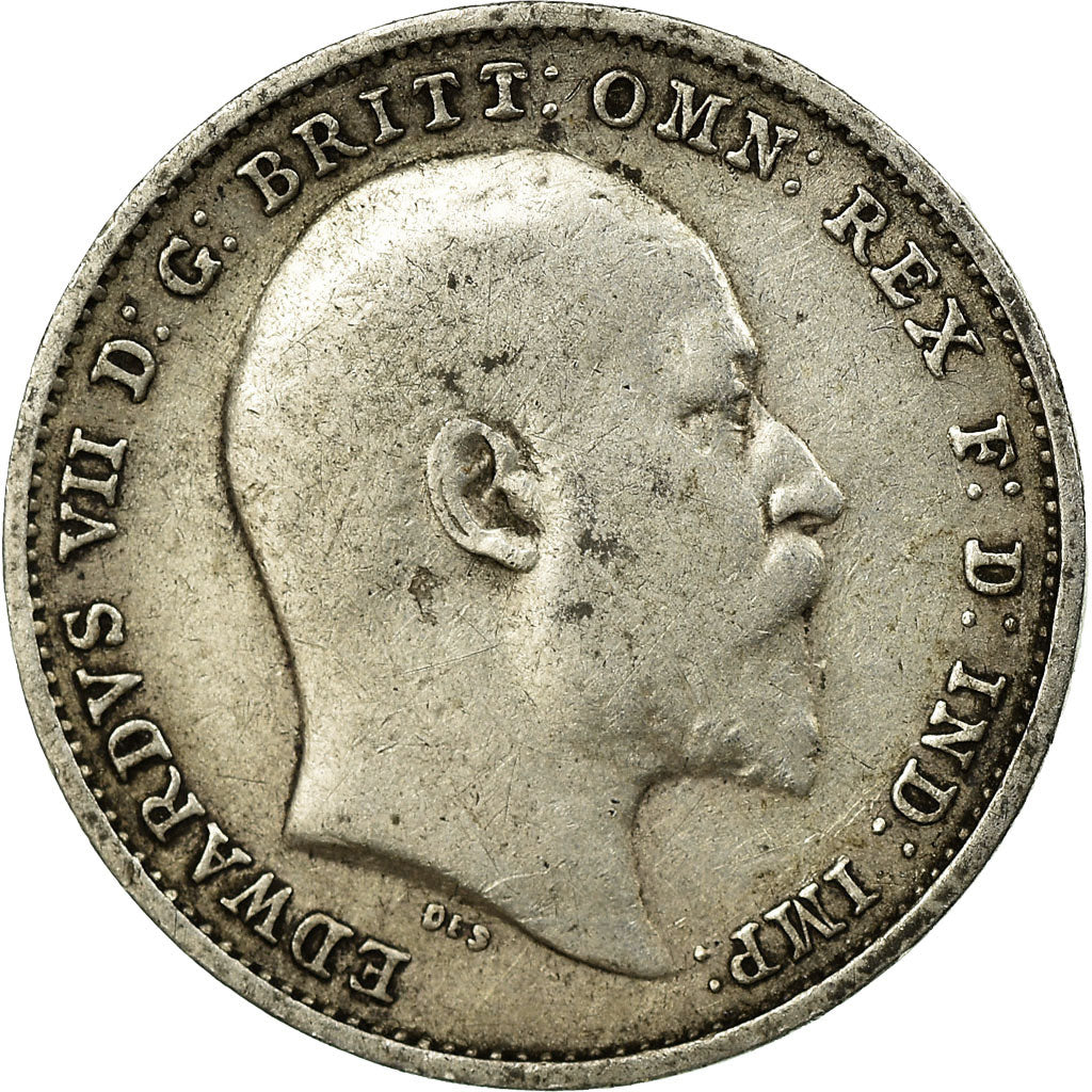 Münze, Großbritannien, Edward VII, 3 Pence, 1908, SS, Silber, KM:797.2
