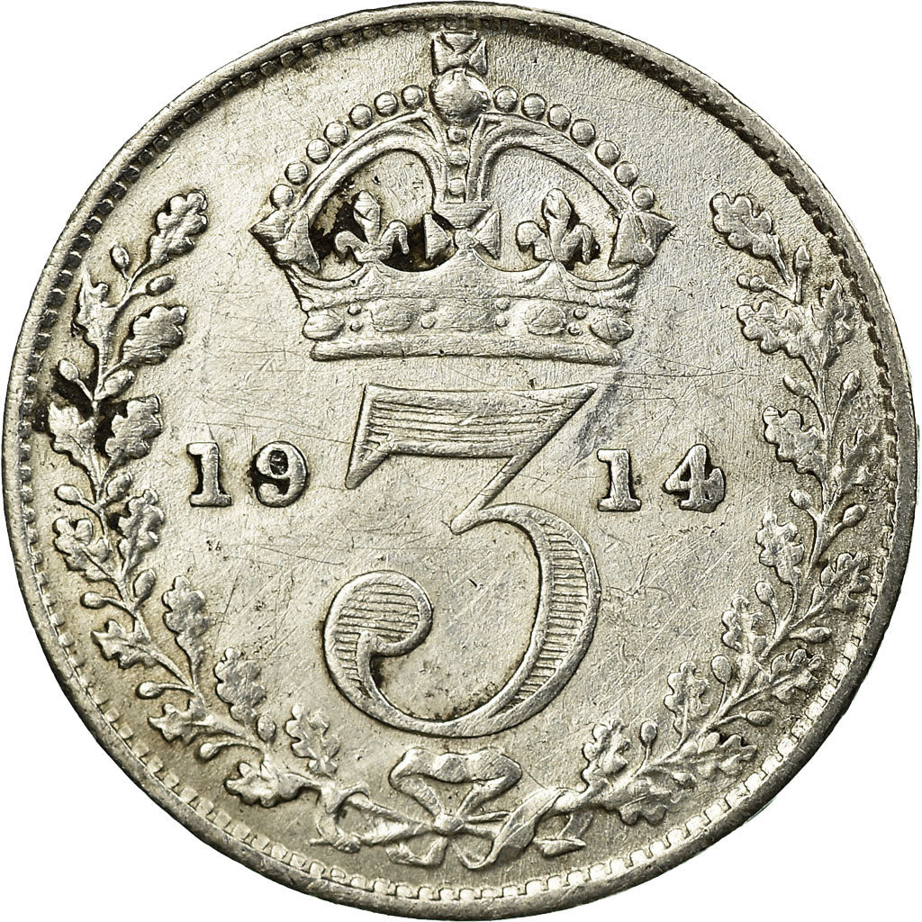 Coin, Great Britain, George V, 3 Pence, 1914, VF(30-35), Silver, KM:813