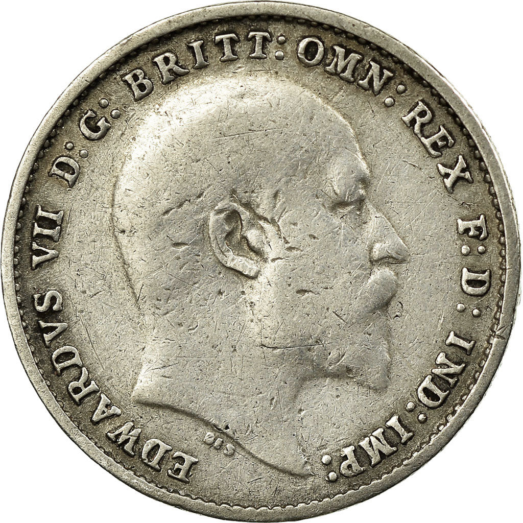 Coin, Great Britain, Edward VII, 3 Pence, 1905, VF(30-35), Silver, KM:797.2