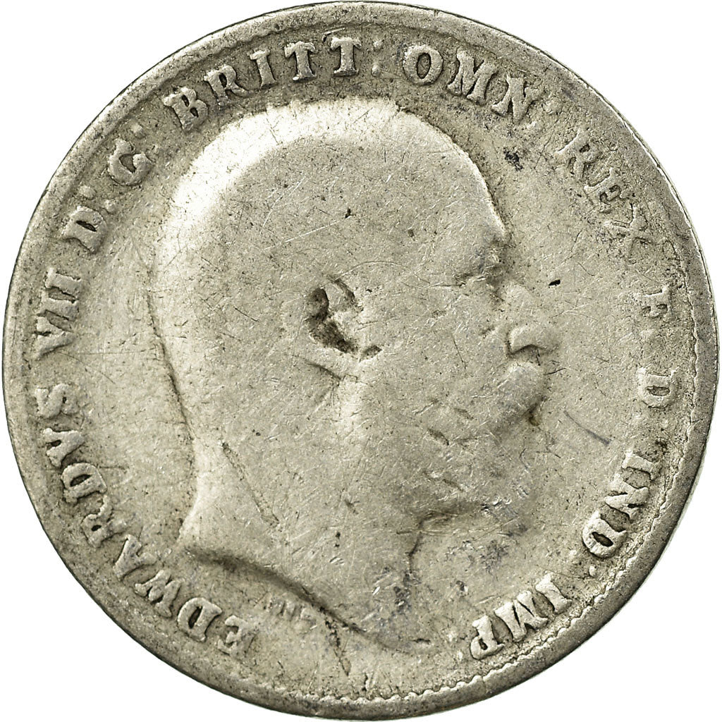 Coin, Great Britain, Edward VII, 3 Pence, 1910, VF(20-25), Silver, KM:797.2