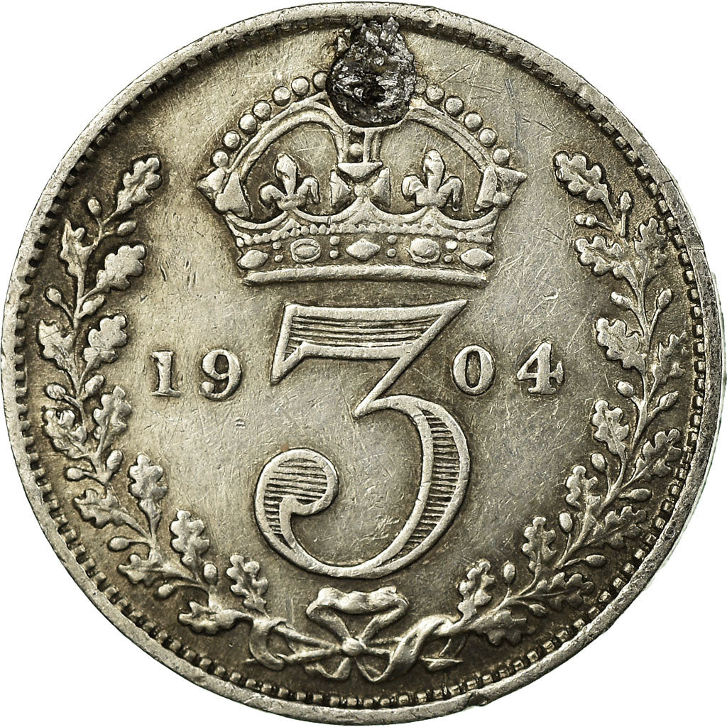 Coin, Great Britain, Edward VII, 3 Pence, 1904, VF(30-35), Silver, KM:797.2