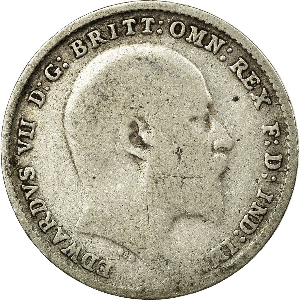 Coin, Great Britain, Edward VII, 3 Pence, 1906, VF(20-25), Silver, KM:797.2