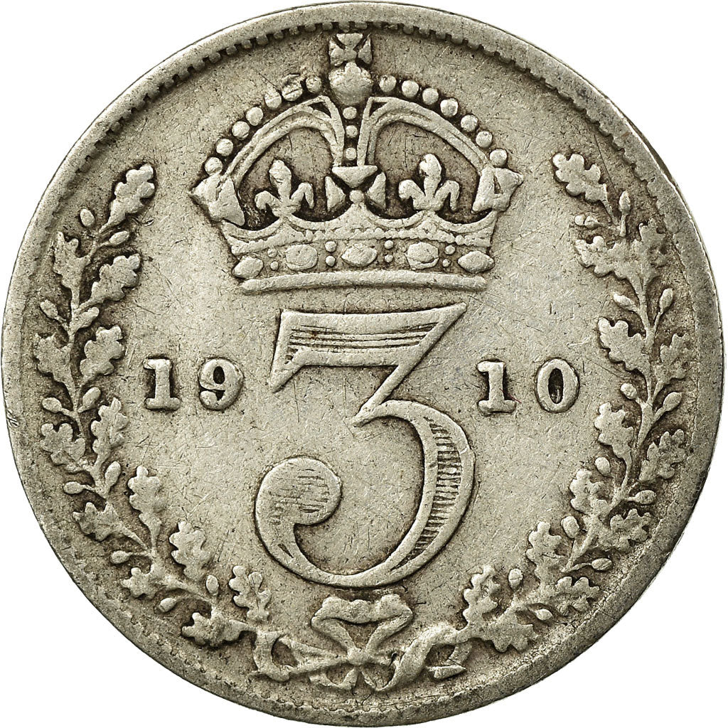 Coin, Great Britain, Edward VII, 3 Pence, 1910, EF(40-45), Silver, KM:797.2