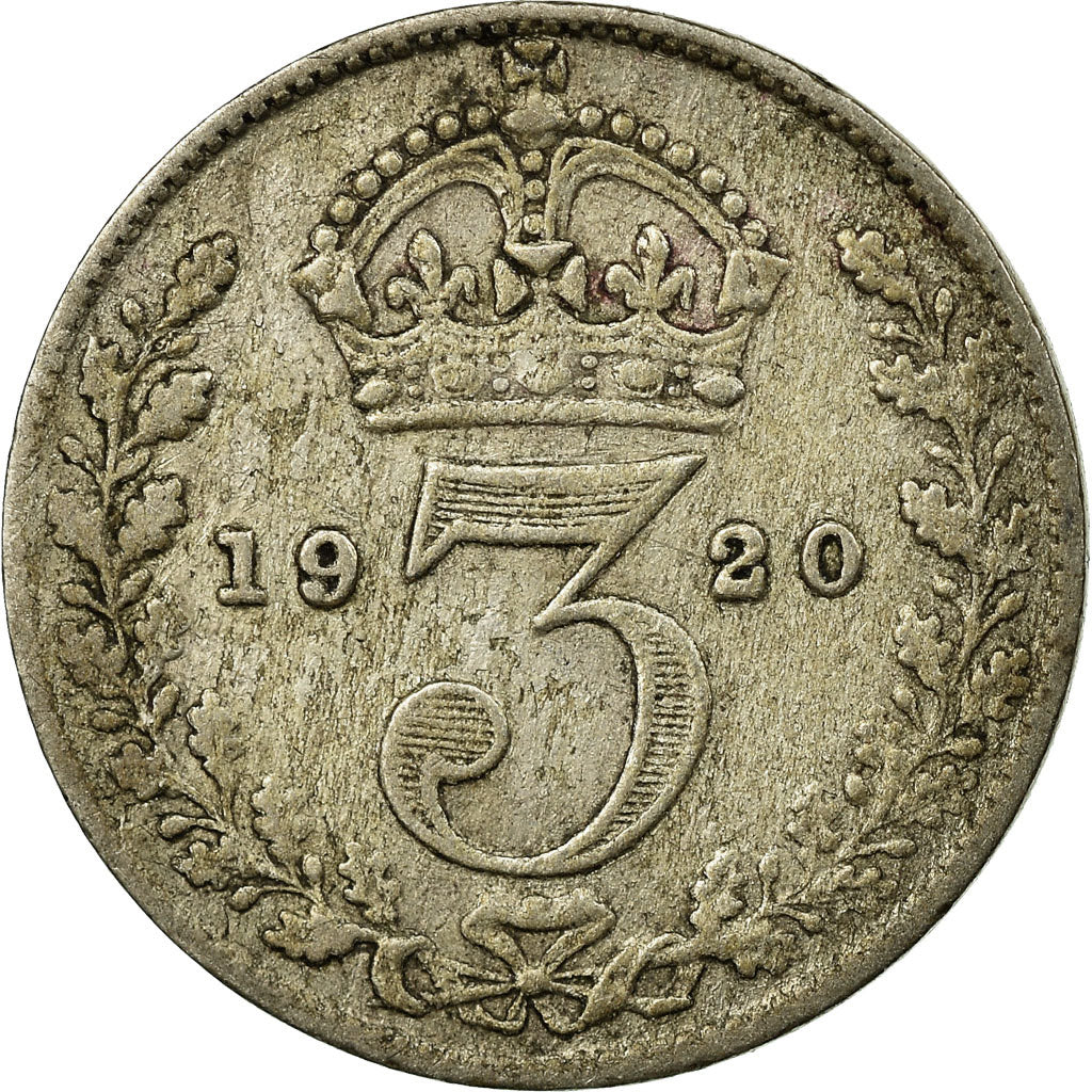 Coin, Great Britain, George V, 3 Pence, 1920, VF(30-35), Silver, KM:813