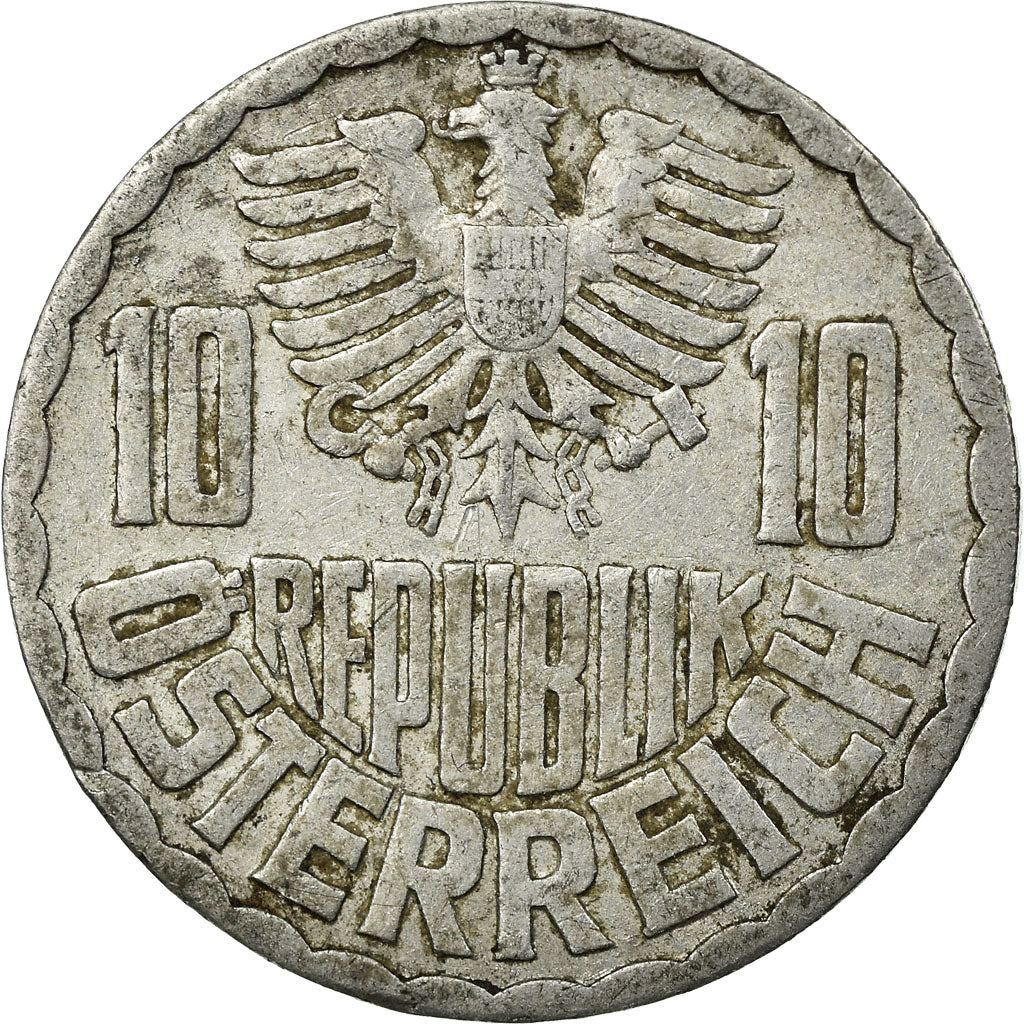Coin, Austria, 10 Groschen, 1955, Vienna, VF(20-25), Aluminum, KM:2878