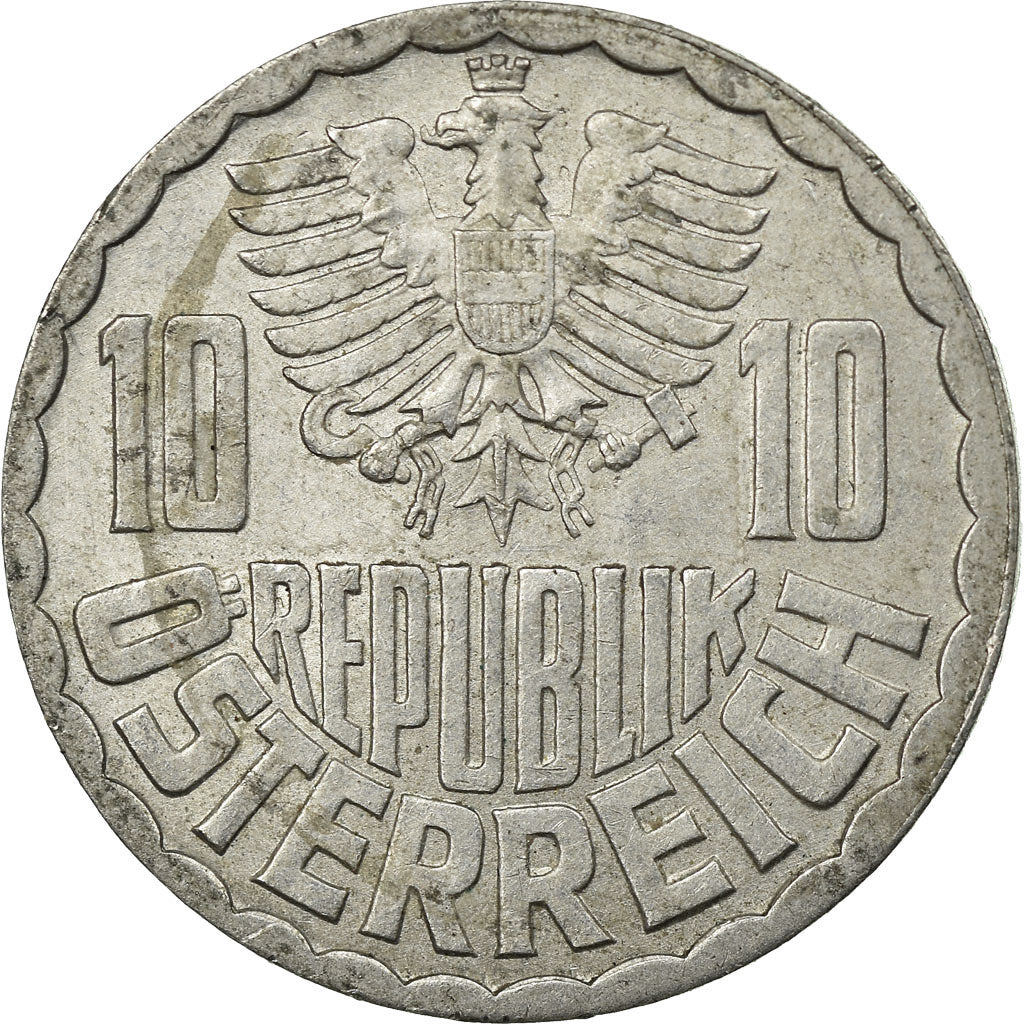 Coin, Austria, 10 Groschen, 1966, Vienna, VF(30-35), Aluminum, KM:2878